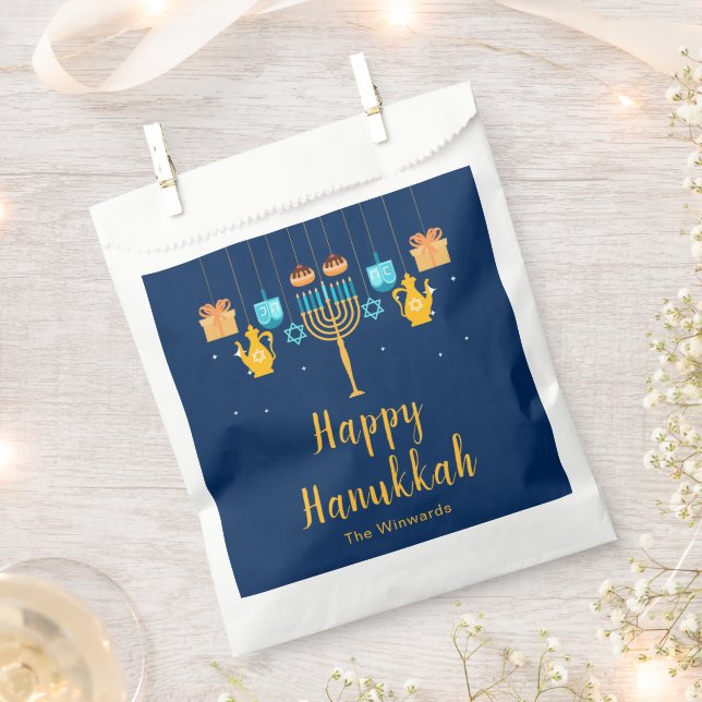 Sachets En Papier Fête de Hanoukka avec menorah  (Coupé)