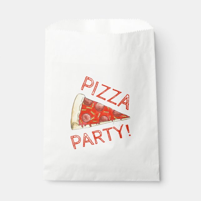 Sachets En Papier FÊTE DE LA PIZZA ! Pepperoni Fromage Pizzeria tran (Devant)