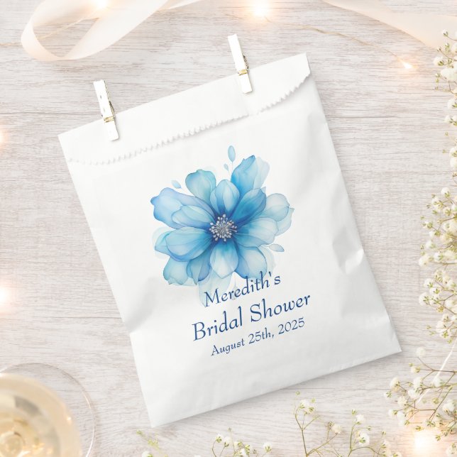 Sachets En Papier Fête de mariage élégante à fleurs bleues (Coupé)