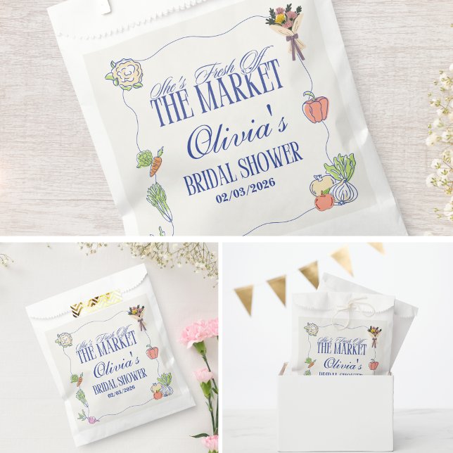 Sachets En Papier Fête de Mariage Fantaisiste Fresh Off the Market (Fresh Off the Market Bridal Shower Whimsical Favor Bag)