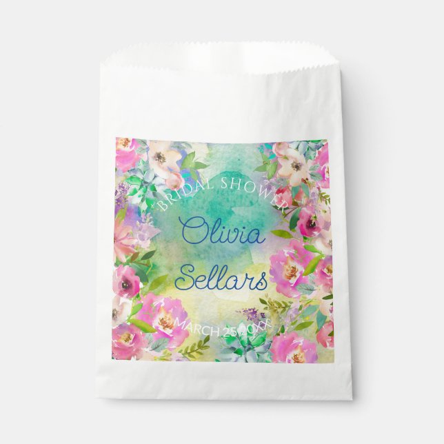 Sachets En Papier Fête de mariage floral brillant (Devant)