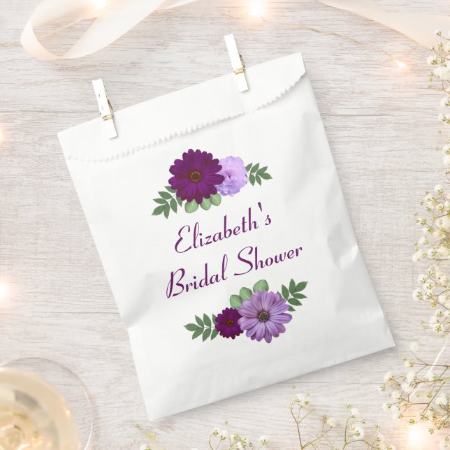 Sachets En Papier Fête de mariage floral Paon Violet (Coupé)
