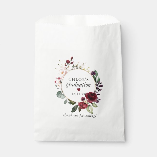 Sachets En Papier Fête de mariage florale aux roses roses et rouge r (Devant)