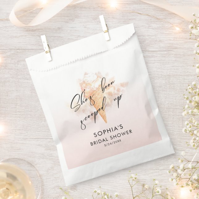 Sachets En Papier Fête de mariage glacé rose aquarelle  (Coupé)