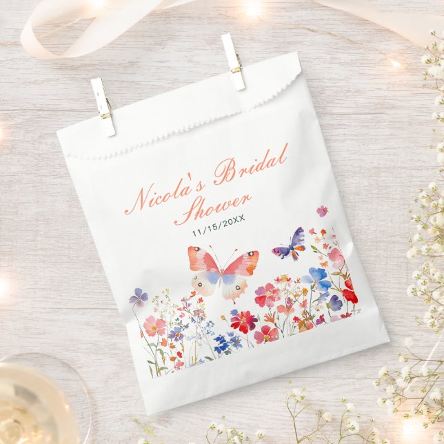 Sachets En Papier Fête de mariage papillon d'été floral (Coupé)
