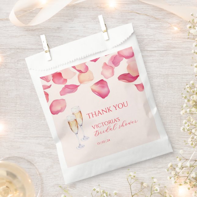Sachets En Papier Fête de Mariage Rose Pâle et Prosecco (Coupé)