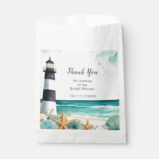 Sachets En Papier Fête de mariage thème phare nautique (Devant)