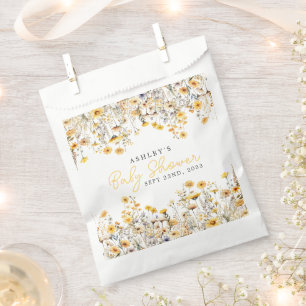 Sachets En Papier Fête de Naissance Bohème Aquarelle Fleur Jaune Sau
