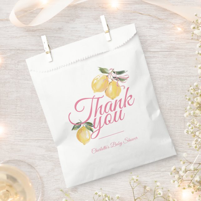 Sachets En Papier Fête de naissance Coquette Lemon Pink (Coupé)