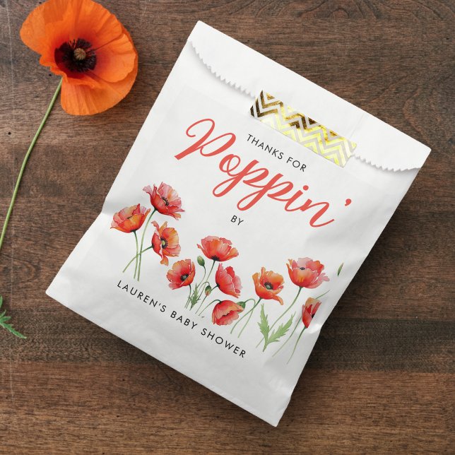 Sachets En Papier Fête de Naissance Florale Fleur de Pavot Printemps (Poppy Flower Floral Spring Baby Bridal Shower Favor Bag
)