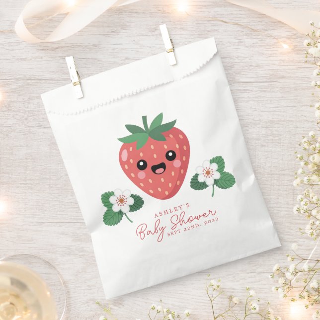 Sachets En Papier Fête de naissance Kawaii Strawberry (Coupé)