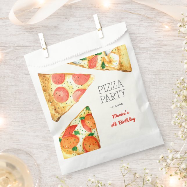 Sachets En Papier Fête de pizza Watercolor (Coupé)