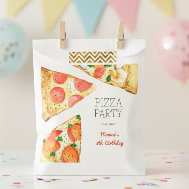 Sachets En Papier Fête de pizza Watercolor (Créateur téléchargé)