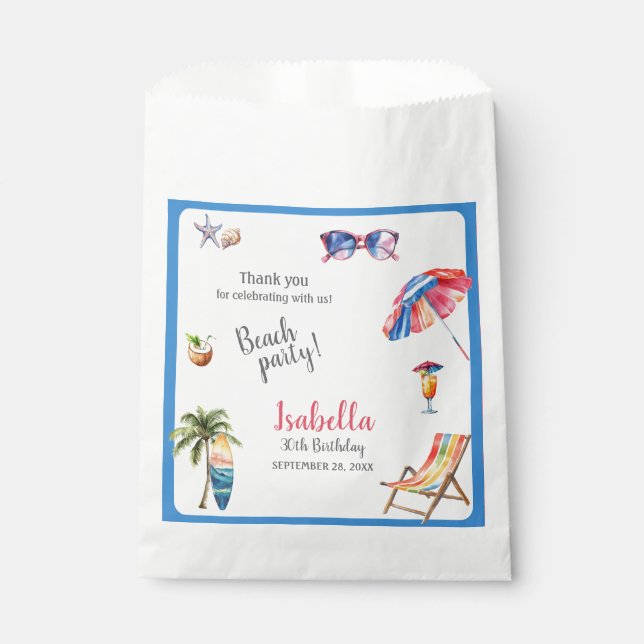 Sachets En Papier Fête de plage tropicale estivale (Devant)