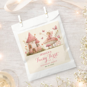 Sachets En Papier Fête de premier anniversaire de la fée rose de la