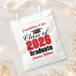 Sachets En Papier Fête de remise des diplômes personnalisée en rouge