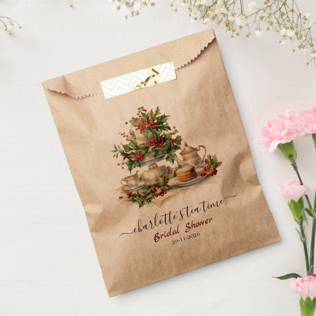 Sachets En Papier Fête de thé élégante pour un mariage de Noël (Scellé)