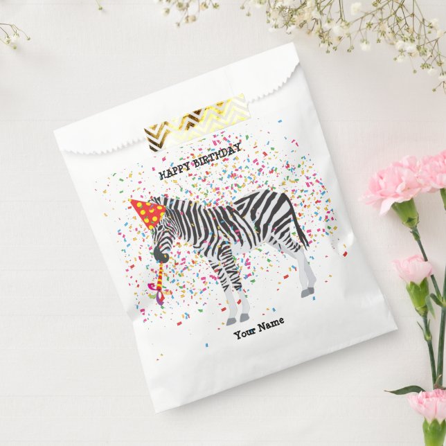 Sachets En Papier Fête de zèbre - Animaux à la fête d'anniversaire (Scellé)