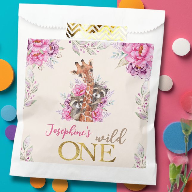 Sachets En Papier Fête des animaux de safari Wild one anniversaire d (Créateur téléchargé)