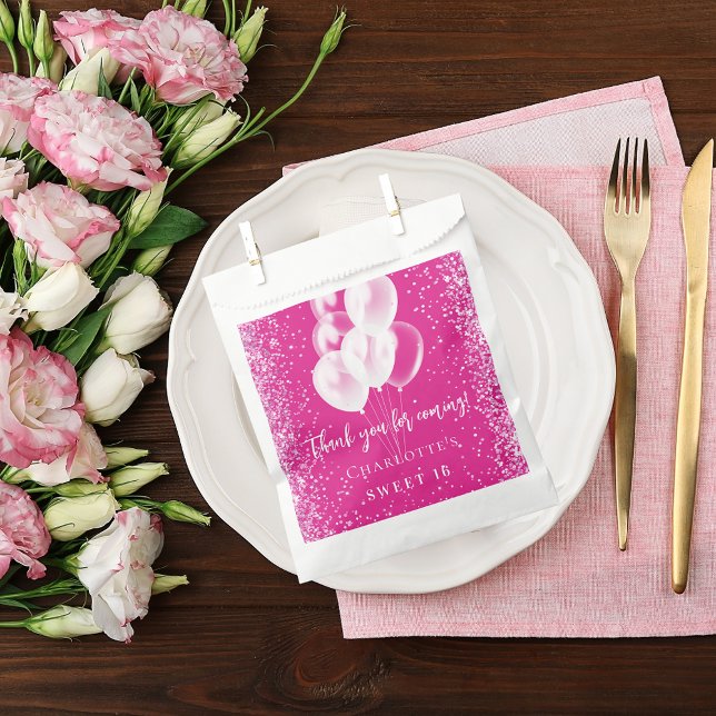 Sachets En Papier fête des ballons blancs roses (Créateur téléchargé)