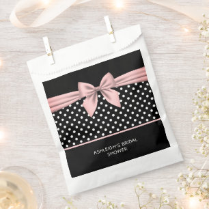 Sachets En Papier Fête des mariées à points Polka rose et noir 