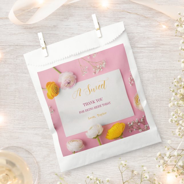 Sachets En Papier Fête des mariées à thème rose (Coupé)