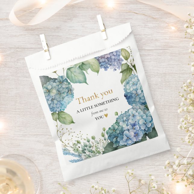 Sachets En Papier Fête des mariées Blue Hydrangeas Merci (Coupé)
