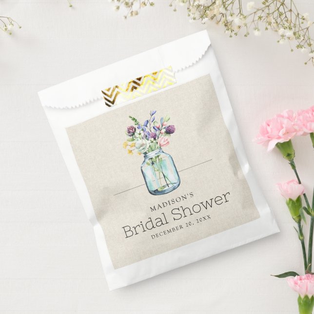 Sachets En Papier Fête des mariées Boho de lin Fleurs sauvages d'aqu (Scellé)