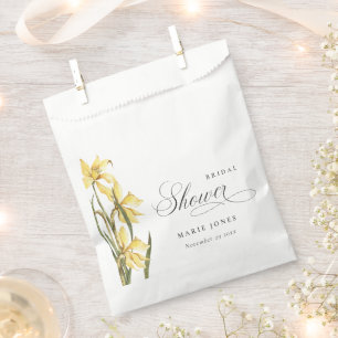 Sachets En Papier Fête des mariées d'aquarelle jaune jonquille
