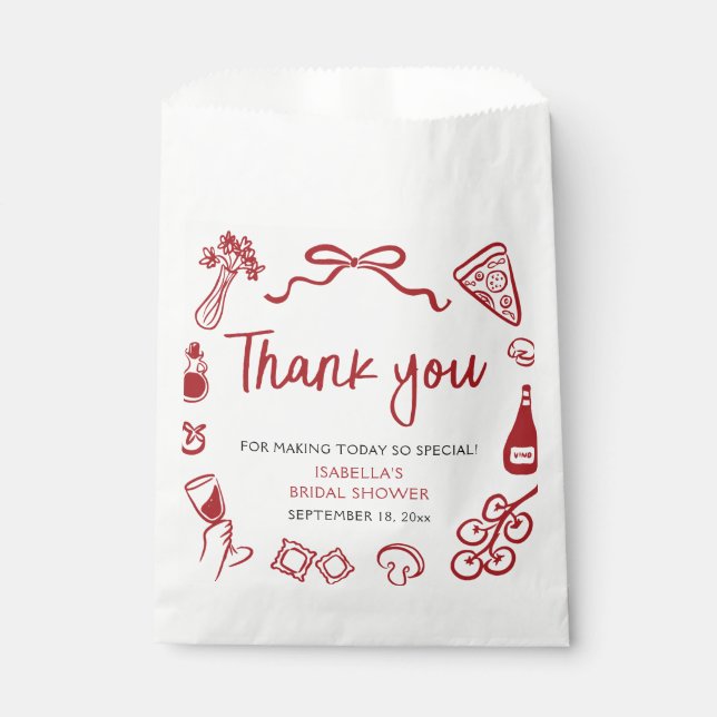 Sachets En Papier Fête des mariées de Merci de pizza à main italienn (Devant)
