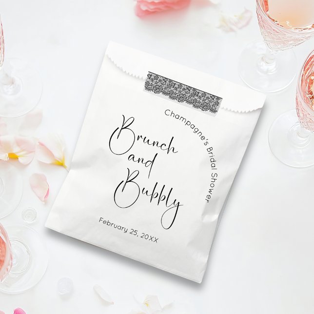 Sachets En Papier Fête des mariées de script moderne Brunch et Bubbl (Créateur téléchargé)