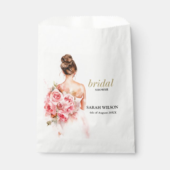 Sachets En Papier Fête des mariées du Mariage d'aquarelle Blush (Devant)