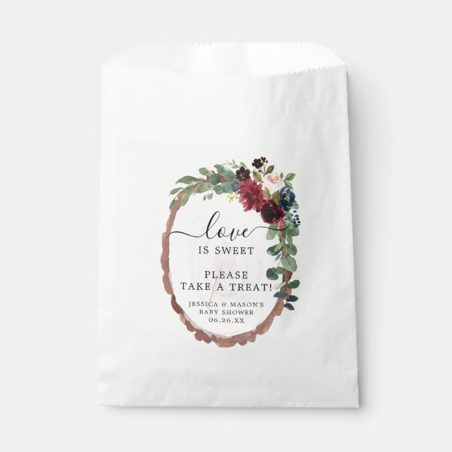Sachets En Papier Fête des mariées en bois rustique Favoriser le sac (Devant)