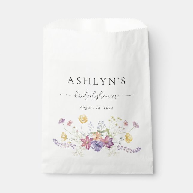 Sachets En Papier Fête des mariées Fleur sauvage Aquarelle Favoriser (Devant)