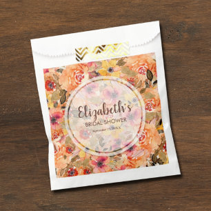 Sachets En Papier Fête des mariées Fleurs d'aquarelle d'automne Favo