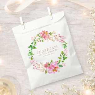 Sachets En Papier Fête des mariées Fleurs d'aquarelle rose personnal