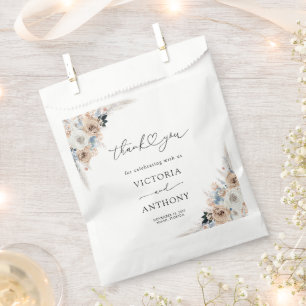 Sachets En Papier Fête des mariées Florale Ivory And Blue Boho Favor