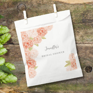 SACHETS EN PAPIER FÊTE DES MARIÉES FLORALE PEACH WATERCOLOR