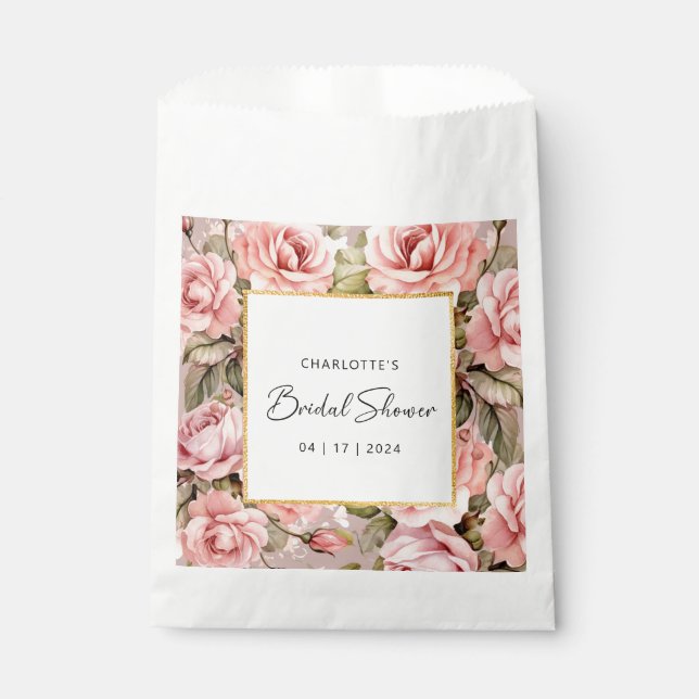 Sachets En Papier Fête des mariées florale Rose (Devant)