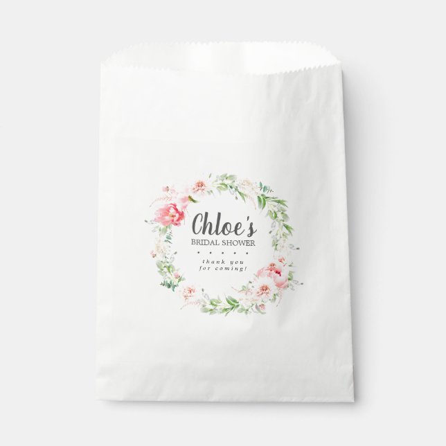 Sachets En Papier Fête des mariées florale Rustique Blush Pink Peoni (Devant)