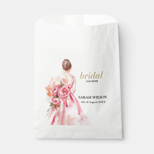 Sachets En Papier Fête des mariées Mariage d'aquarelle minimale (Devant)