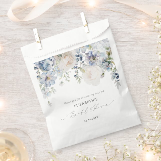 Sachets En Papier Fête des mariées moderne Dusty Blue & Blush Pink (Coupé)