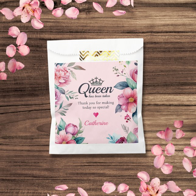 Sachets En Papier Fête des mariées Rose Reine Des Coeurs (Top view vintage playing card bridal shower blush pink feminine girls night Favor Bag)