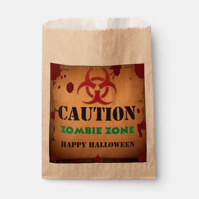 Sachets En Papier Fête d'Halloween avec le virus zombie (Devant)