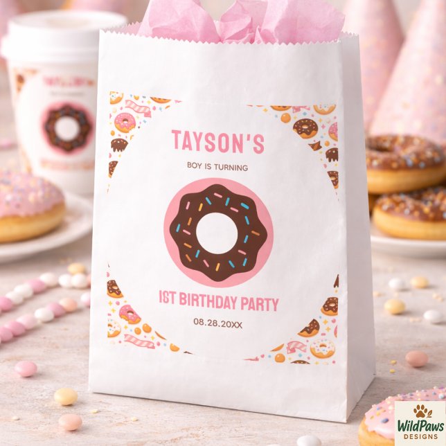 Sachets En Papier Fête du 1er anniversaire de Sweet One Donut | Donu (Sweet One Donut 1st Birthday Party | Cute Donut Favor Bag
)