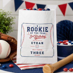 Sachets En Papier Fête du 3e anniversaire de baseball Recrue de l'an