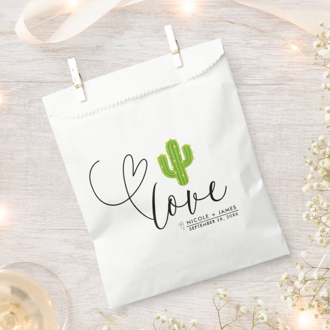 Sachets En Papier Fête du Cactus à Cœur Jaune Mariage Amour (Coupé)