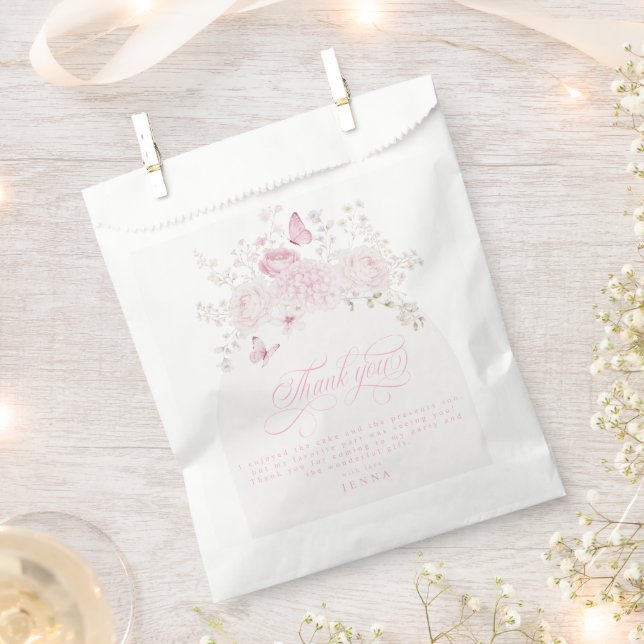 Sachets En Papier Fête élégante rose pour un 1er anniversaire (Coupé)
