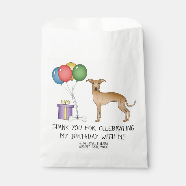 Sachets En Papier Fête Italien Greyhound Cartoon Chien Anniversaire (Devant)