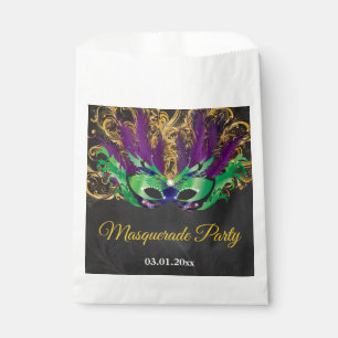 Sachets En Papier Fête Mascarade Magique Nuit Verte Purple Or